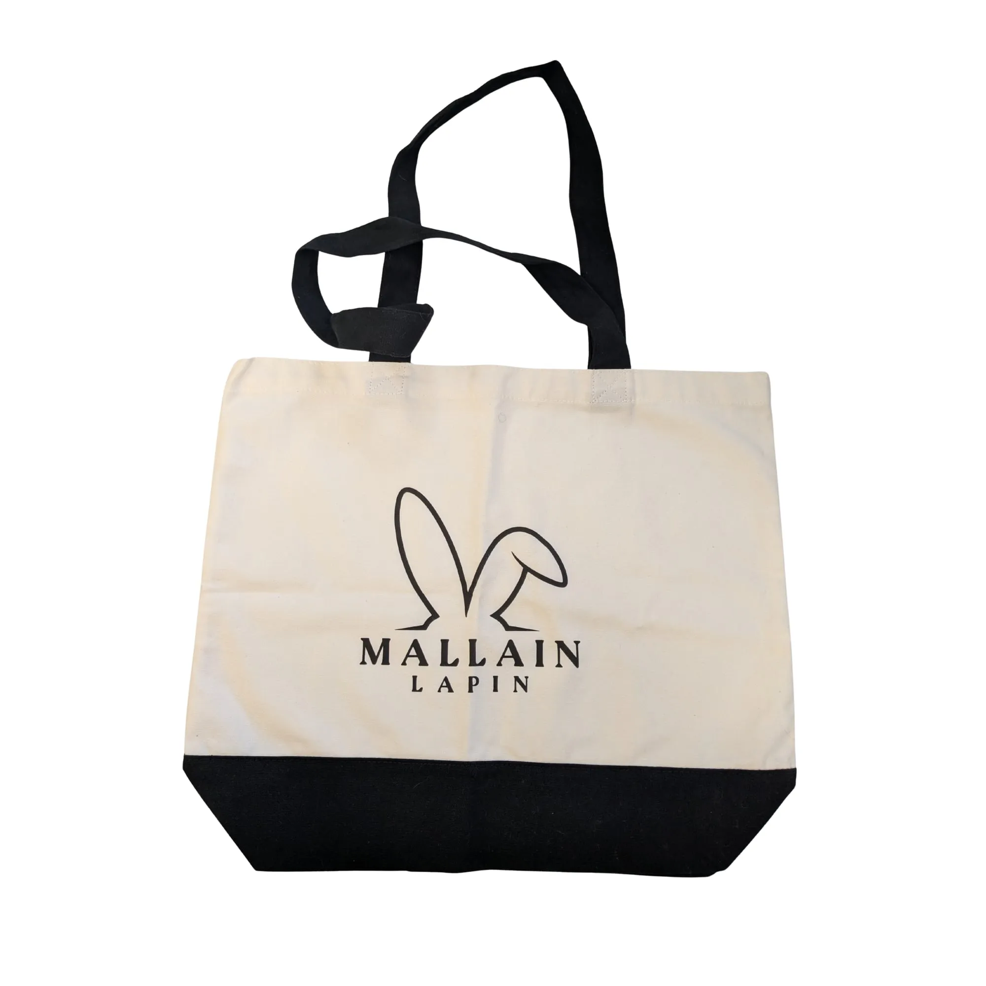 Sac fourre-tout crème et noir au logo Mallain Lapin